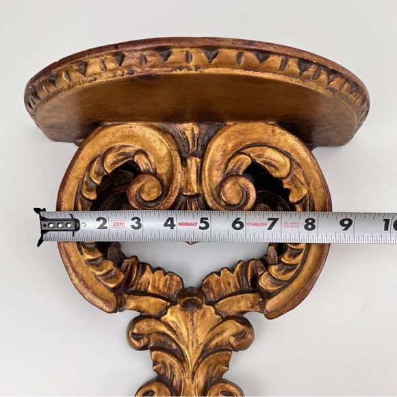 PAIR OF GILT WOOD WALL SHELVES BRACKETS ITALIAN FLORENTINE ROCOCO GOLD GILT - Picture 14 of 16